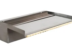 Heissner Rund Um Den Teich|Wasserfall-Element aus Edelstahl 60 cm mit LED-Licht