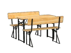 holz4home Bierzeltgarnituren|Bierzeltgarnitur Mehrteilig & Klappbar Inklusive Wandhalterung Mit Lehne