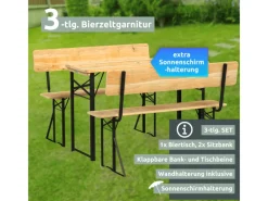 holz4home Bierzeltgarnituren|Bierzeltgarnitur Mehrteilig & Klappbar Inklusive Wandhalterung Mit Lehne