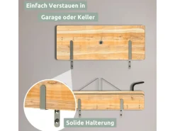 holz4home Bierzeltgarnituren|Bierzeltgarnitur Mehrteilig & Klappbar Inklusive Wandhalterung Mit Lehne