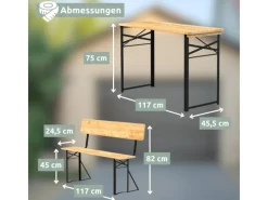 holz4home Bierzeltgarnituren|Bierzeltgarnitur Mehrteilig & Klappbar Inklusive Wandhalterung Mit Lehne