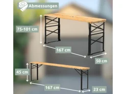 Bierzeltgarnitur Mehrteilig & Klappbar Inklusive Wandhalterung Höhenverstellbar*holz4home New