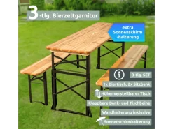 Bierzeltgarnitur Mehrteilig & Klappbar Inklusive Wandhalterung Höhenverstellbar*holz4home New
