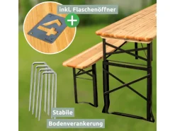 Bierzeltgarnitur Mehrteilig & Klappbar Inklusive Wandhalterung Höhenverstellbar*holz4home New