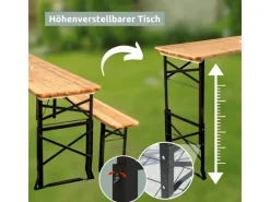 Bierzeltgarnitur Mehrteilig & Klappbar Inklusive Wandhalterung Höhenverstellbar*holz4home New