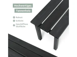 holz4home Gartenbänke|Gartenbank aus Tannenholz Bis zu 150 Kg Traglast Holzbank 118cm Lang Schwarz