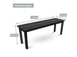holz4home Gartenbänke|Gartenbank aus Tannenholz Bis zu 150 Kg Traglast Holzbank 118cm Lang Schwarz