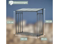 holz4home Kaminholzregale|Kaminholzregal Metall für Außen Anthrazit Pulverbeschichtet Inklusive Ofenhandschuh XL