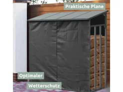 holz4home Kaminholzregale|Kaminholzregal Metall für Außen Anthrazit Pulverbeschichtet Inklusive Ofenhandschuh XL
