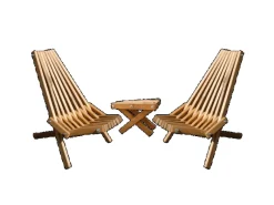 Skandinavische Gartenmöbel aus Kiefer Set 2 Liegestühlel 1 Tisch*holz4home New