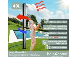 holz4home Outdoor Duschen|Solardusche mit Wasserspeicher für Garte Pool und Camping Gartendusche Inklusive Schutzhülle 40 Liter