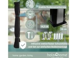 holz4home Outdoor Duschen|Solardusche mit Wasserspeicher für Garte Pool und Camping Gartendusche Inklusive Schutzhülle 40 Liter