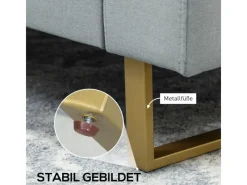 3 Sitzer Sofa für Schlafzimmer 200 x 82 x 78 cm Hellgrau*HOMCOM Sale