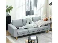 3 Sitzer Sofa für Schlafzimmer 200 x 82 x 78 cm Hellgrau*HOMCOM Sale