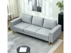 3 Sitzer Sofa für Schlafzimmer 200 x 82 x 78 cm Hellgrau*HOMCOM Sale