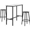 Bartisch mit Barhocker Set 3-Teilig Stahl Weiß Schwarz*HOMCOM