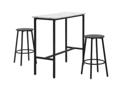 Bartisch mit Barhocker Set 3-Teilig Stahl Weiß Schwarz*HOMCOM