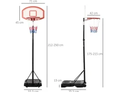 Basketballkorb Metall PE Schwarz+Weiß 75,5L x 71B x 212 250H cm*HOMCOM