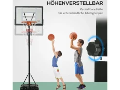 Basketballständer Stahl  Kunststoff  HDPE Schwarz 90L x 60B x 260-310H cm*HOMCOM New