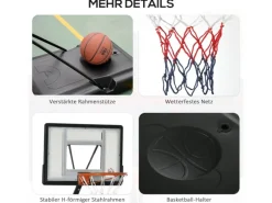 Basketballständer Stahl  Kunststoff  HDPE Schwarz 90L x 60B x 260-310H cm*HOMCOM New
