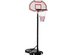 HOMCOM Sportgeräte|Basketballständer Stahl Kunststoff Weiß Rot 73L x 49B x 194-249H cm