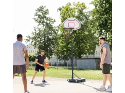 HOMCOM Sportgeräte|Basketballständer Stahl  Kunststoff Weiß Rot 73L x 49B x 194-249H cm