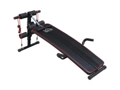 HOMCOM Fitnessgeräte|Sportgeräte|Bauchtrainer mit Widerstandsbänder PVC Schwarz Rot 137,5 x 55,5 x 50-68cm
