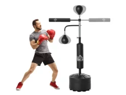 HOMCOM Fitnessgeräte|Boxset Stahl PU HDPE Schwarz  88L x 50B x 160-230H cm