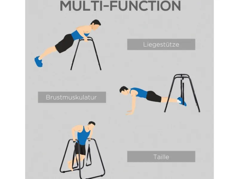 Dipstation Dip Ständer Barren Dips Stahl Schwarz 90 x 81 x 92,5cm*HOMCOM Online