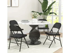 4er-Set Klappstühle Tragbar mit Kissen Stahlbeine Kunstleder*HOMCOM Clearance