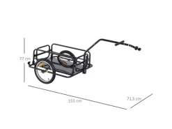 Fahrradanhänger 40 kg Kupplung Klappbar Stahl Gummi Schwarz 155x71,5x77cm*HOMCOM Outlet