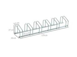 HOMCOM Fahrräder|Fahrradständer Wetterfest Boden- und Wandmontage Stahl Silber 179x33x27cm