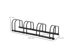 HOMCOM Fahrräder|Fahrradständer Wetterfest Boden- Wandmontage Stahl Schwarz 110x33x27cm