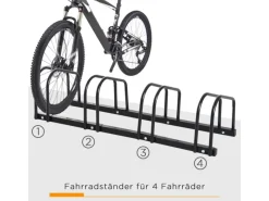HOMCOM Fahrräder|Fahrradständer Wetterfest Boden- Wandmontage Stahl Schwarz 110x33x27cm