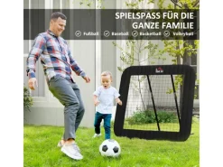 HOMCOM Fitnessgeräte|Fußball Rebounder Metall PE Polyester Schwarz 128L x 118B x 120H cm