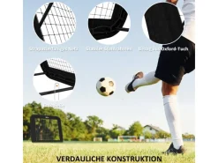 HOMCOM Fitnessgeräte|Fußball Rebounder Metall PE Polyester Schwarz 128L x 118B x 120H cm