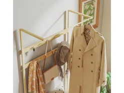 HOMCOM Sitzkissen|Garderobe mit Schuhbank Bambus Naturholz 73,5L x 34B x 171H cm