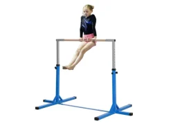 HOMCOM Fitnessgeräte|Gymnastik Turnreck 13-Stufige Höhenverstellbar Stahl Buchenholz Blau