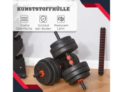 HOMCOM Fitnessgeräte|Hantelset Verstellbare Kurzhantel Metall HDPE Sand Schwarz Ø21x50 cm