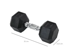 HOMCOM Fitnessgeräte|Hexagon Gummi-Hantel Griff Gerändelt Gewichte Metall Gummi Schwarz 2x10Kg