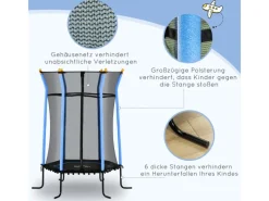 HOMCOM Trampoline|Kids Trampoline Stahl Kunststoff Ø163,5 x H190 cm