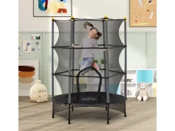 HOMCOM Gartenspielgeräte|Trampoline|Kids Trampoline Stahl Kunststoff 140L x 140B x 190H cm