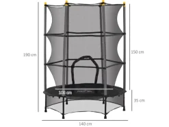 HOMCOM Gartenspielgeräte|Trampoline|Kids Trampoline Stahl Kunststoff 140L x 140B x 190H cm