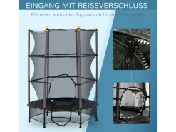 HOMCOM Gartenspielgeräte|Trampoline|Kids Trampoline Stahl Kunststoff 140L x 140B x 190H cm