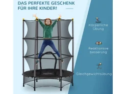 HOMCOM Gartenspielgeräte|Trampoline|Kids Trampoline Stahl Kunststoff 140L x 140B x 190H cm