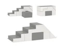 HOMCOM Gartenspielgeräte|Kinder-Softplay-Set  Kunstleder Schaumstoff Grau 147L x 49B x 47H cm