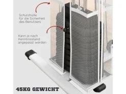 HOMCOM Fitnessgeräte|Kraftstation mit Stahlnetz Latzug Metall Kunstleder Weiß 150x110x210cm