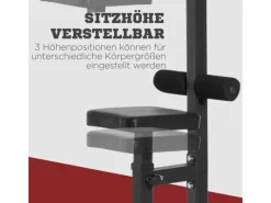 HOMCOM Fitnessgeräte|Kraftturm Dip-Station mit Verstellbarem Sitz Stahl 107x120x190cm Schwarz