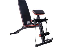 HOMCOM Fitnessgeräte|Multifunktion Hantelbank mit Feder Booster bis 120kg Schwarz 54 x 160 x 106cm