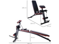 HOMCOM Fitnessgeräte|Multifunktion Hantelbank mit Feder Booster bis 120kg Schwarz 54 x 160 x 106cm
